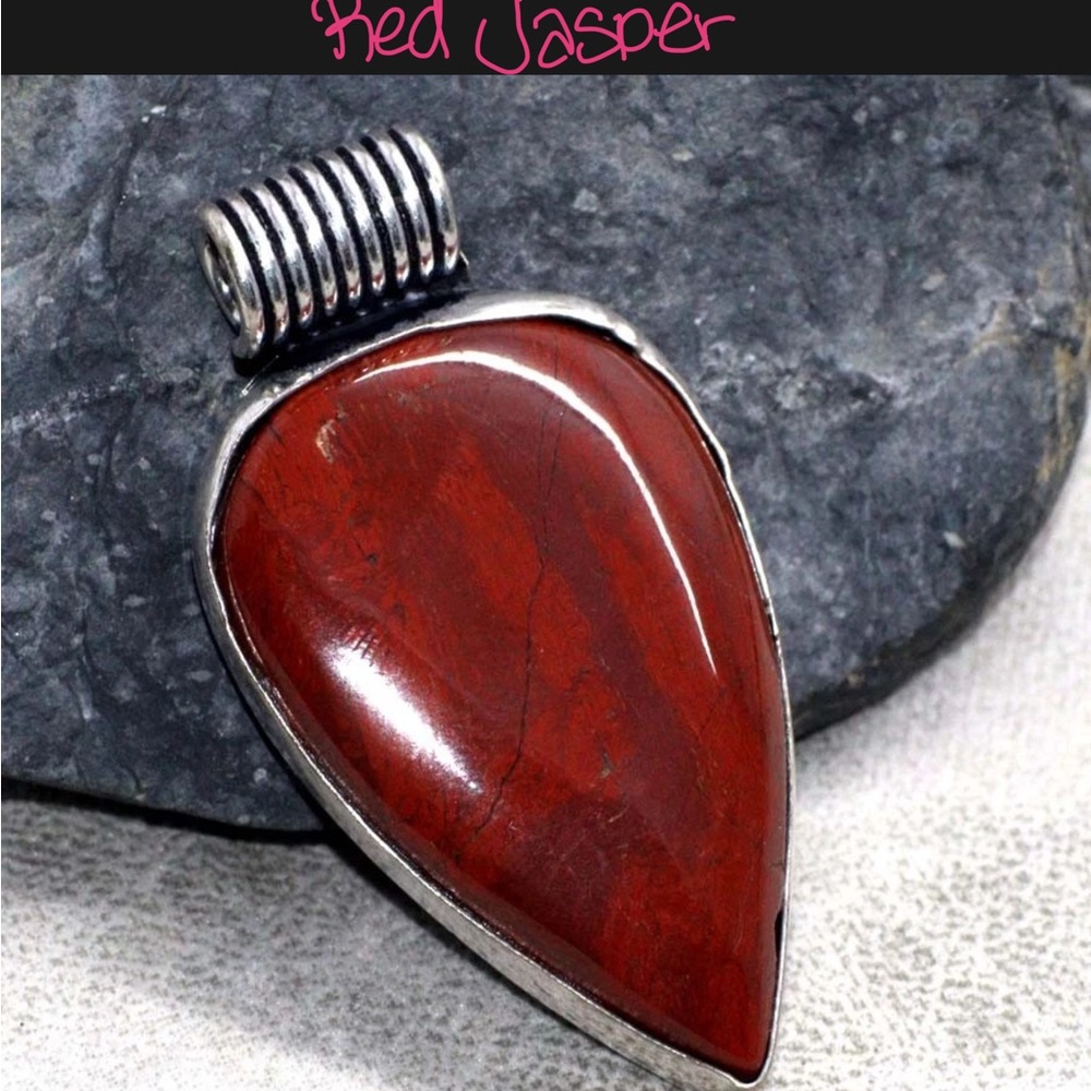 Artisan Red Jasper Pendant with 925 Silver Plate